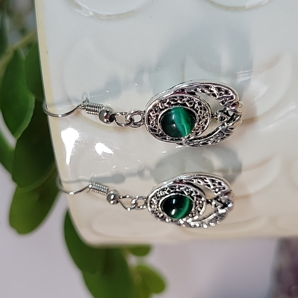 Claddagh Drop Earrings, Antiqued Silver - Picture 5 of 7